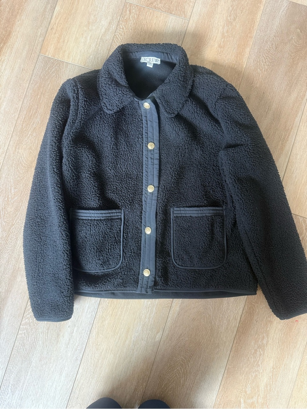 J. Crew Black Teddy Sherpa Button Jacket